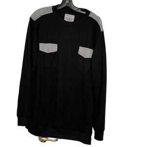 Marx & Dutch Men's Black large oversized Pull-over Long Sleeve Shirt